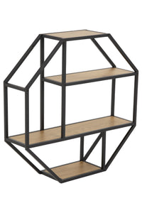 Asymmetrisch wandrek Sabro in eiken met zwart frame