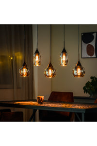 Hanglamp Metz met 5 smoke glazen kappen