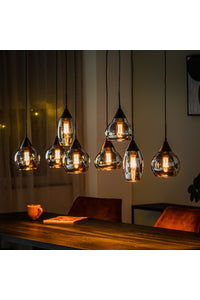 Hanglamp Metz met 8 smoke glazen kappen