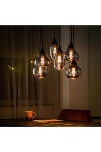 Hanglamp Metz met 6 smoke glazen kappen