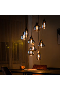 Hanglamp Metz met 9 smoke glazen kappen