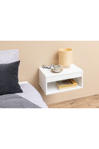 Hangend nachtkastje Hee met lade in wit mdf