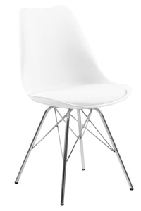 Eetkamerstoel Frostrup in wit kunststof met chroom onderstel