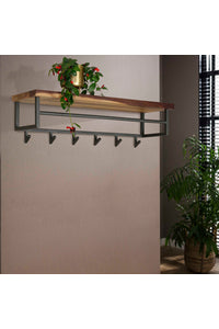 Kapstok Gedern notenhout en metaal met 6 haken