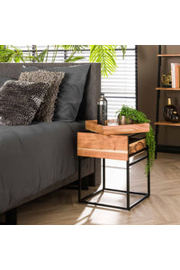 Nachtkastje Grabow met lade in massief acaccia hout