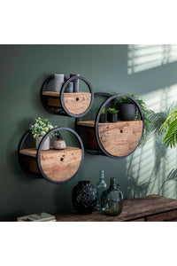 set van 3 wandschappen Bitburg met lade van robuust hardhout