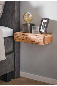 Hangend nachtkastje Hamm L met lade in acacia hout