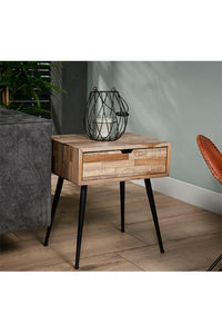 Nachtkastje Bernburg verweerd teakhout met 1 lade