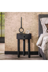 Nachtkastje Herdecke met lade in zwart acacia hout