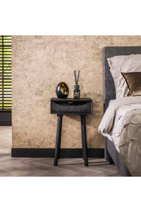 Nachtkastje Herdorf met lade in zwart acacia hout