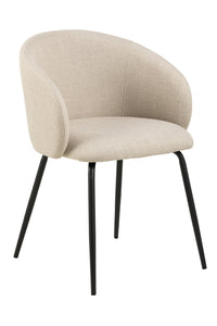 Eetkamerstoel Kaldred in beige stof met ronde rugleuning