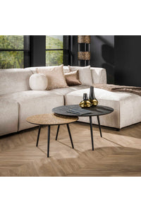 Salontafelset Hanau rond in zwart - brons metallic