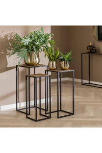 3 delige set bloementafels Greven in metallic brons antiek