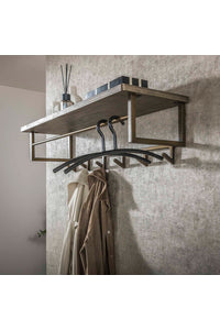 Kapstok Husum brons antiek met 6 haken en hoedenplank