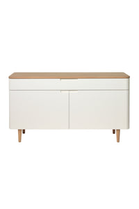 Dressoir Rodby in wit MDF met eiken bovenblad