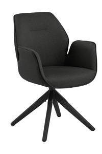 Draaibare eetstoel Hals in donkergrijze stof en spinpoot onderstel