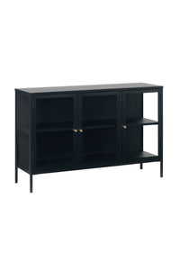 3 deurs dressoir Aarhus in zwart metaal met glasdeuren