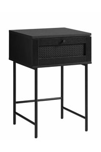 Nachtkastje Rens in zwart melamine eiken