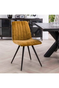 Eetstoel Bleckede met verticaal stiksel in de rug, goudkleur velours stof