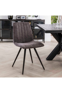 Eetstoel Bleckede met verticaal stiksel in de rug, grijze velours stof