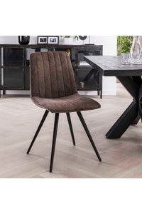 Eetstoel Bleckede met verticaal stiksel in de rug, taupe velours stof