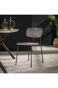 Stapelbare eetstoel Heimbach in grijze velours stof