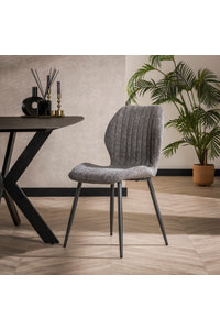 Eetstoel Hartha in grijze boucle - teddy stof