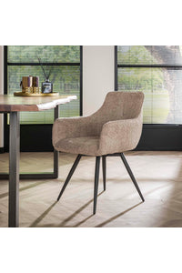 Draaibare eetstoel Hessen in beige boucle / teddy stof