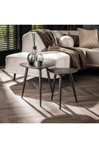 Set van 2 bijzettafels Hemmingen met zwart keramiek blad