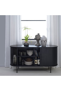 Dressoir Kolding 140 cm zwart eiken met schuifdeuren