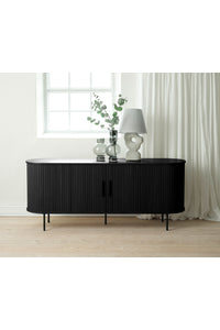 Dressoir Kolding 180 cm zwart eiken met schuifdeuren