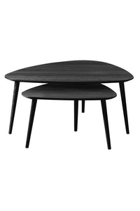 Salontafelset Ronne zwart eiken driehoek