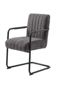 Buisframe stoel Trust met zwart frame en donkergrijze stof