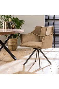 Eetkamerstoel Bonn in champagne velours stof met draaimechaniek