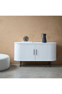 Smal dressoir Kolding 120 cm wit eiken met schuifdeuren