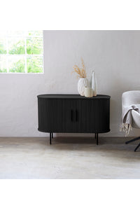 Smal dressoir Kolding 120 cm zwart eiken met schuifdeuren