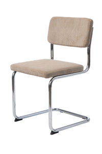 Fontas eetkamerstoel chroom - beige ribstof