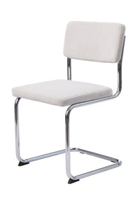 Fontas eetkamerstoel chroom - crème zandkleur ribstof