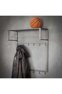 Kapstok Gerolstein 2x6 haken roede + hoedenplank zilverkleur