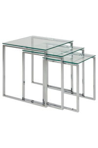 3-delige set bijzettafels Gandrup met helder glas