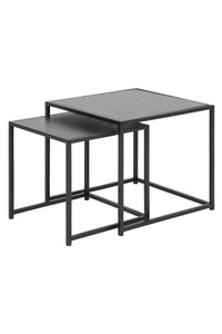 Set van 2 bijzettafels Sabro met een zwart blad