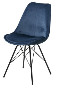 Eetkamerstoel Frostrup in blauwe velours stof