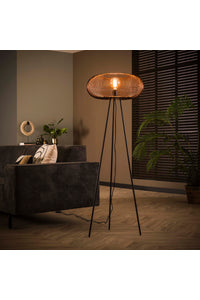 Vloerlamp Frankenberg disk vorm in zwart metaal ø50 cm