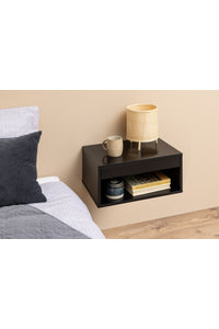 Hangend nachtkastje Hee met lade in zwart mdf