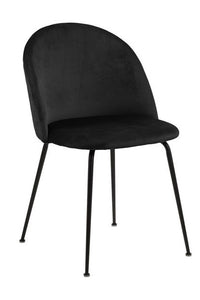 Eetkamerstoel Frifelt in zwarte fluweel stof