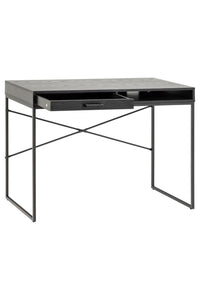 Buro Sabro in zwart eiken met lade en open vak