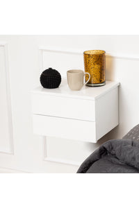 Hangend nachtkastje Hol met 2 lades in wit mdf