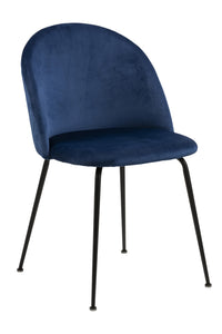 Eetkamerstoel Frifelt in blauwe fluweel stof