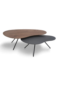 Brees New World salontafelset Cloudy HPL noten + fenix zwart