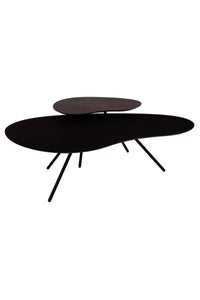 Brees New World Cloudy salontafel HPL oak black + toptafel brons